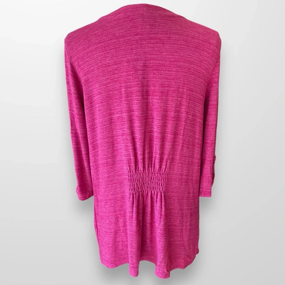 Christopher & Banks Large Cardigan‎ Sweater Top 3/4 Sleeve Lightweight Pink NEW